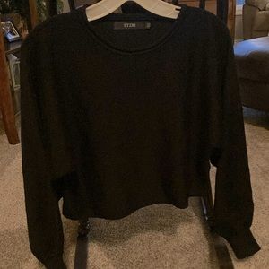 Syzri women’s crop sweater sz XS black long sleeve poly/rayon blend